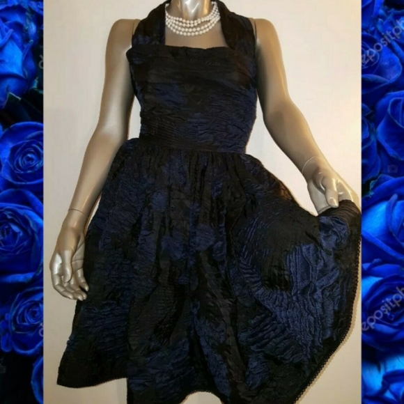 $5,000 OSCAR DE LA RENTA EXCLUSIVE BLACK BLUE SILK RUNWAY DRESS US XS - Picture 8 of 16